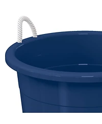 Life Story 17 Gallon Round Open Storage Bucket with Rope Handles, Blue, 8 Pack