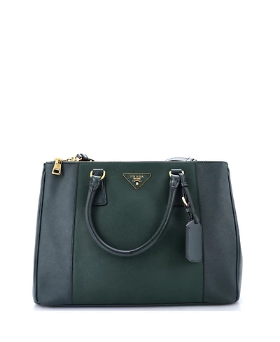 Pre-Owned Prada Medium Bicolor Double Zip Lux Tote Saffiano Leather