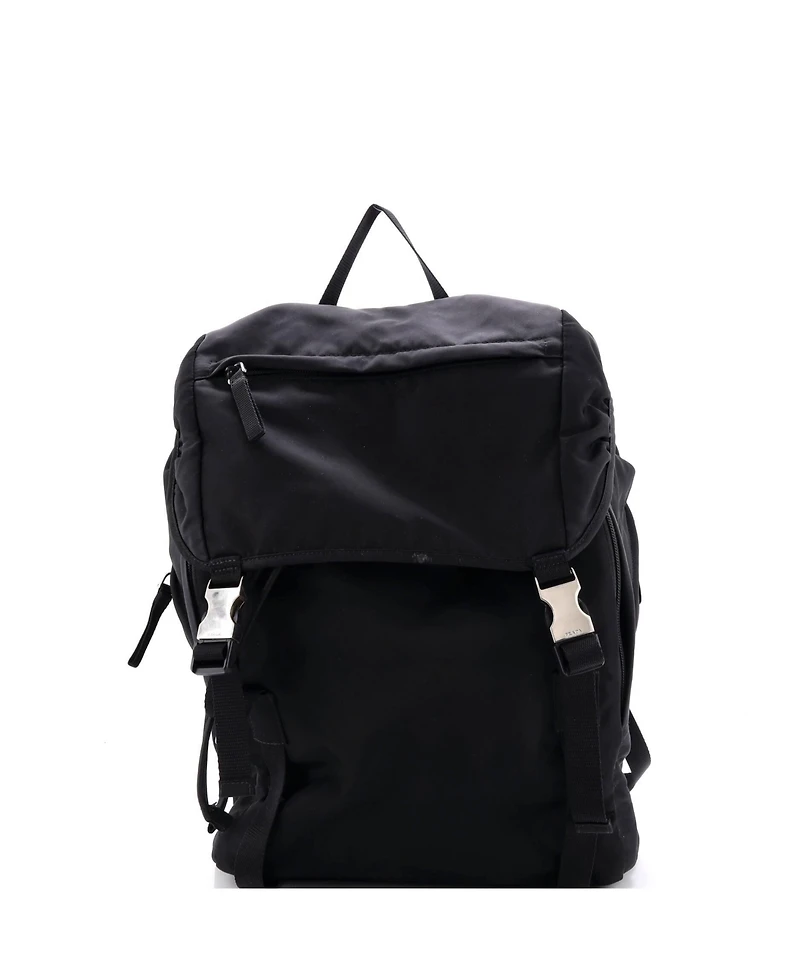 Pre-Owned Prada Medium Double Buckle Backpack Tessuto