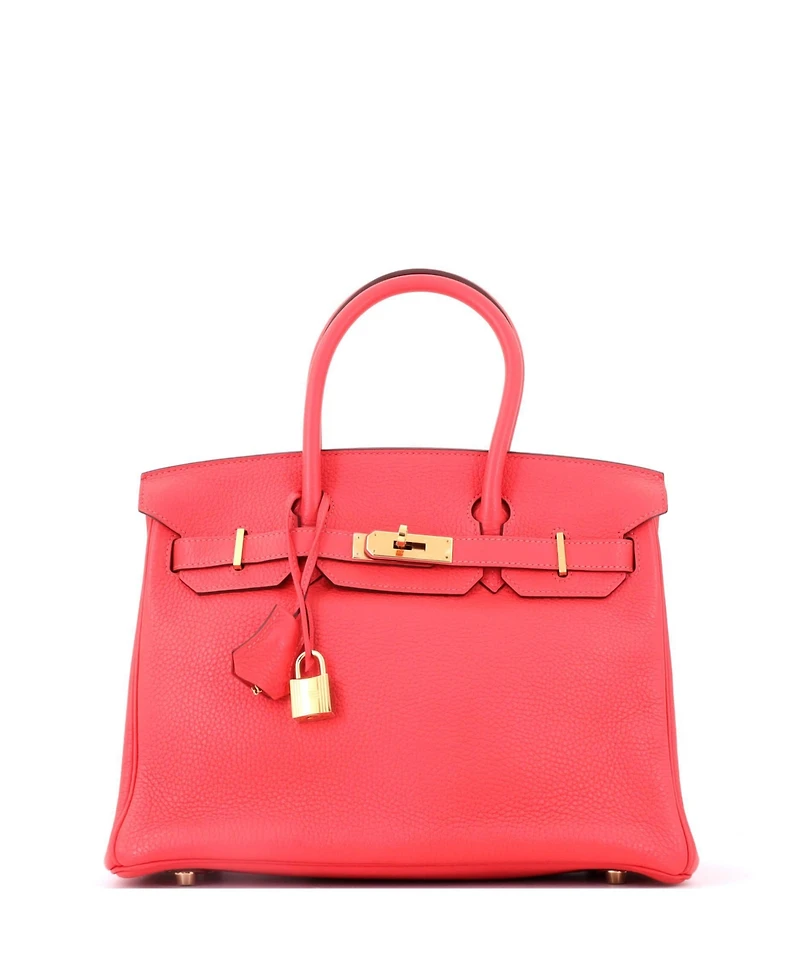 Pre-Owned Hermes Birkin 30 Handbag Pink Clemence with Gold Hardware