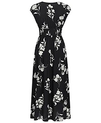 Cupshe Women's Black White Floral Cap Sleeve Midi Dress