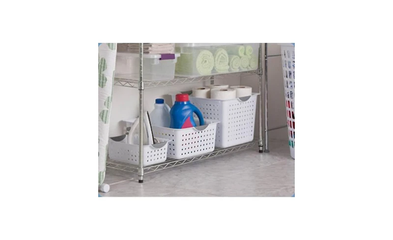 Sterilite Set of Ultra Plastic Storage Bin Baskets w/ Handles, 6 Deep, 12 Medium