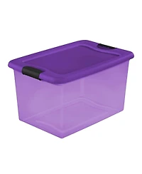 Sterilite 64 Quart Latching Plastic Storage Container, Purple and Orange (12 Pack)