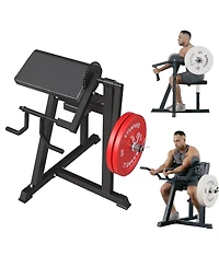Syedee Bicep Tricep Preacher Curl Machine, Adjustable Seat, 2 in 1 Plate-loaded Preacher Curl Machine for Home Gym