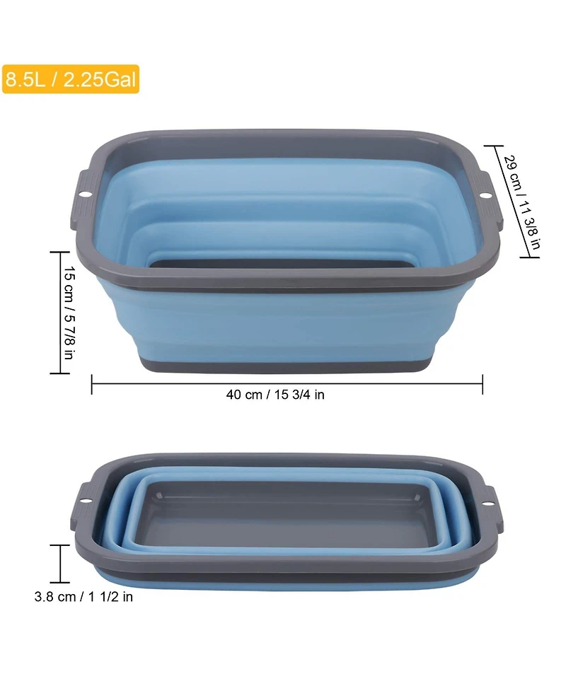 Piscifun 2 Pack Collapsible Sink Foldable Dish Tub Portable Washing Basin For Camping Home