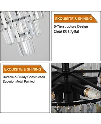 Clihome 20"Crystal Chandelier Ceiling Light, 10-Light Flush Mount Light Fixture (No Bulbs)