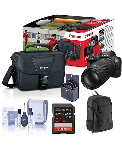 Canon Eos R100 Mirrorless Camera with 18-45mm and 75-300mm Lenses, Bundle with 64GB Sdxc Memory Card, Shoulder Bag, Backpack, 49mm Filter Kit and