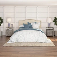 Vabches Farmhouse Nightstand with Charging Station (2 Ac/2 Usb), Rustic End Table Besides Table for Bedroom