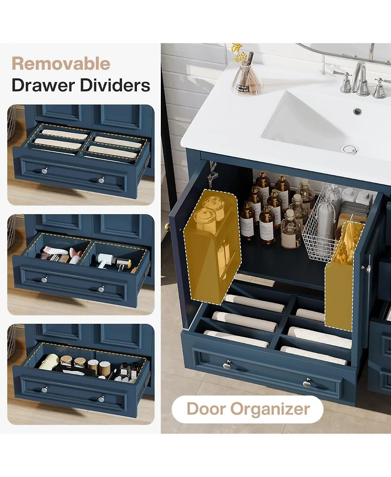 Tribesigns 30" Bathroom Vanity with Sink, 2 Doors and 1 Drawer