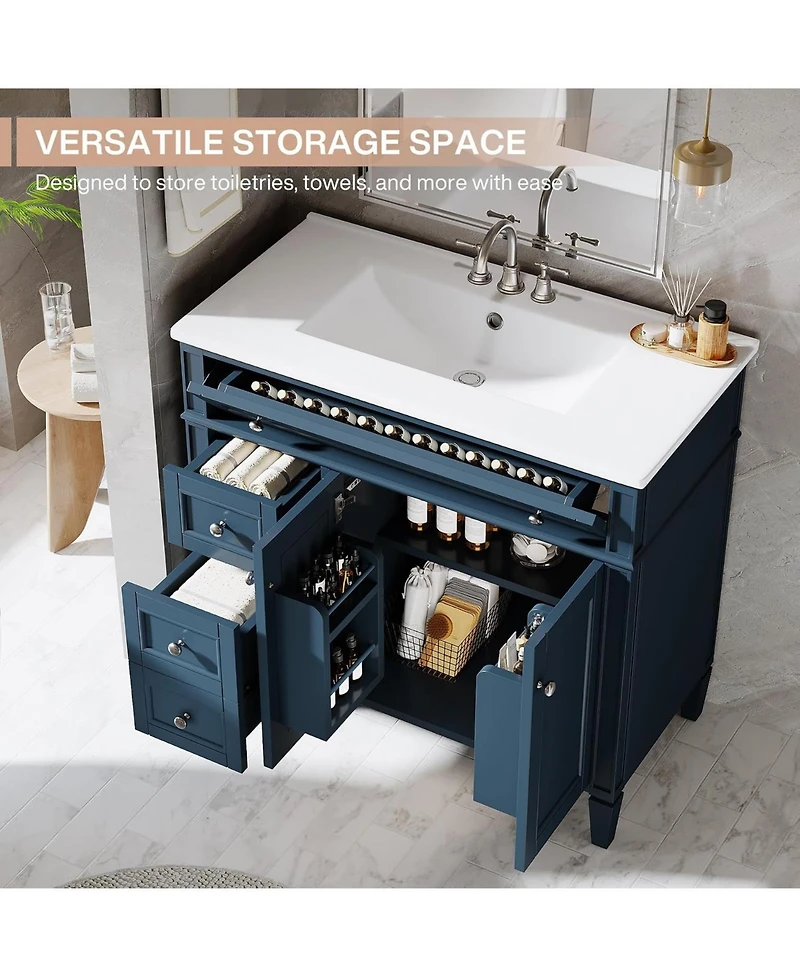 Tribesigns 36 Inch Bathroom Vanity with Sink with 3 Drawers and 2 Doors