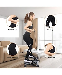 Sevorley Mini Stepper Exercise Machine with Resistance Bands, Steel Stair Stepper with Lcd Monitor for Home Workout