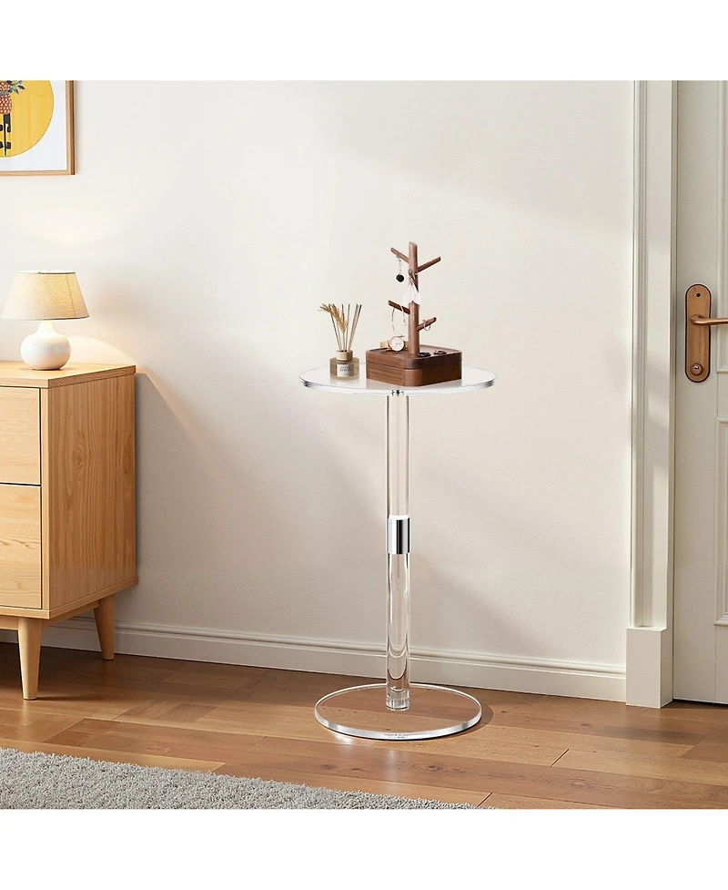 Slickblue Modern Acrylic End Table with Round Top for Living Room