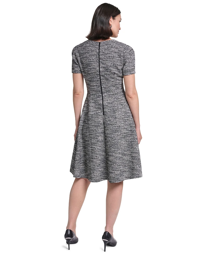 Calvin Klein Women's V-Neck Short-Sleeve A-Line Midi Dress