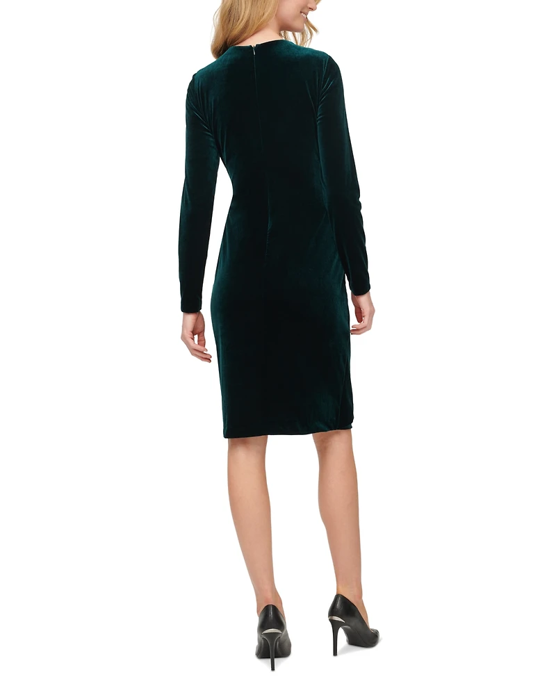 Calvin Klein Women's Velvet V-Neck Long-Sleeve Dress