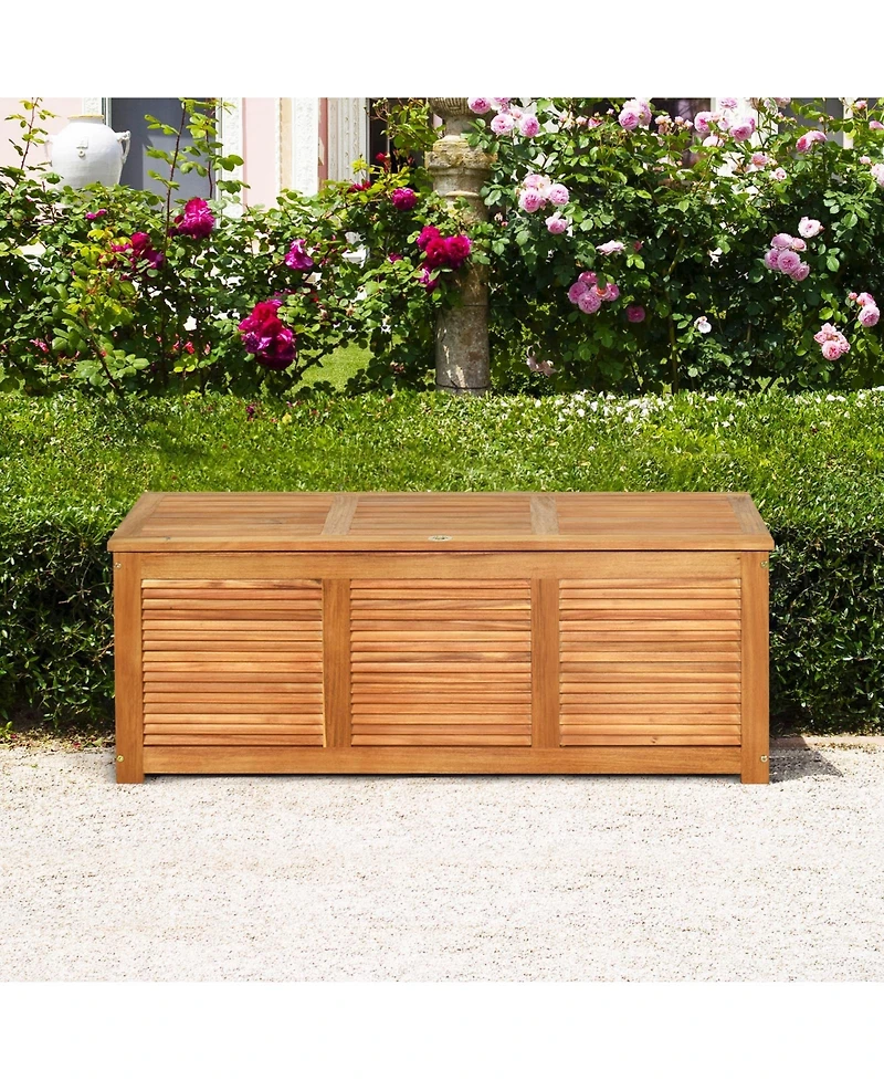 Mecale 46-Gallon Acacia Wood Deck Storage Bench with Flip Top Lid