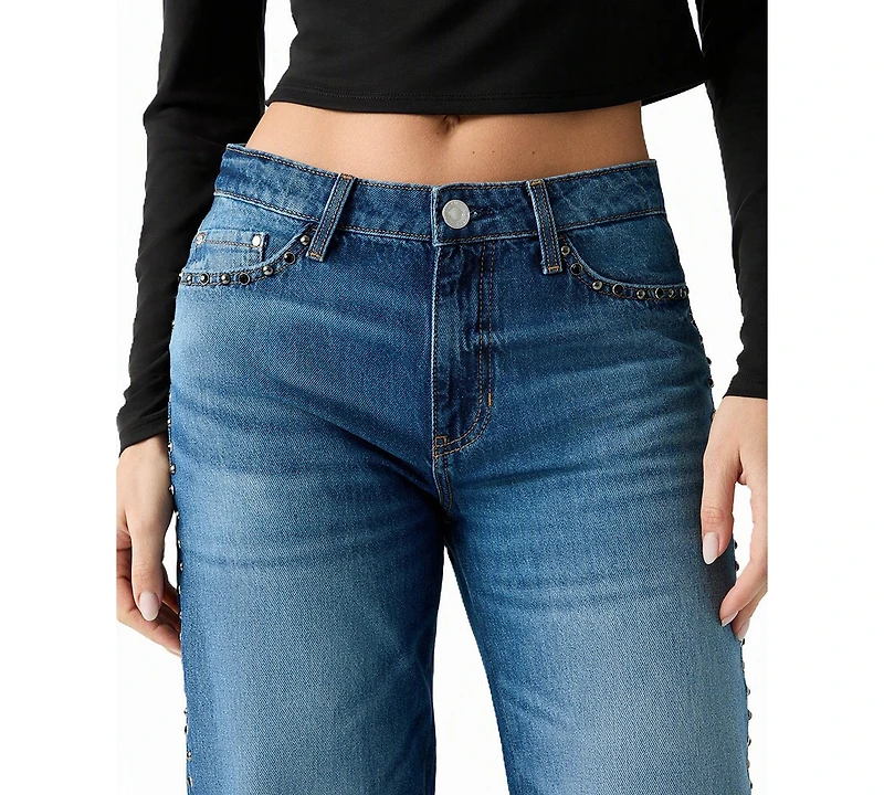 Guess Women's Mid-Rise Slouchy Fit Straight-Leg Jeans
