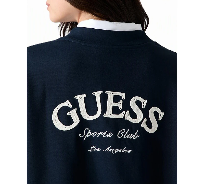 Guess Women's Phoebe Oversized Embroidered Logo Cotton-Blend Cardigan Sweater