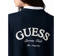 Guess Women's Phoebe Oversized Embroidered Logo Cotton-Blend Cardigan Sweater