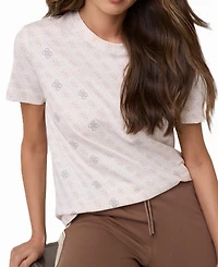 Guess Women's 4G Rhombus Studs Embellished Logo Print Short-Sleeve T-Shirt