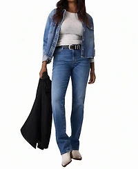Guess Women's Straight Mid-Rise Straight-Leg Stretch Denim Jeans