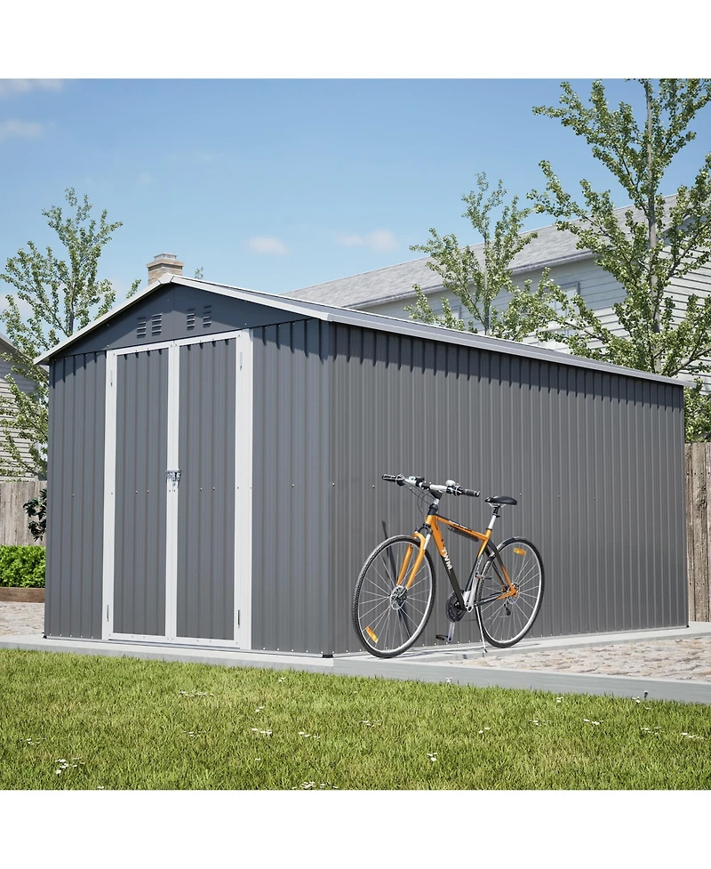Mondawe 8 x 12 Feet Outdoor Storage Shed, Aluminium Frame and Lockable Doors