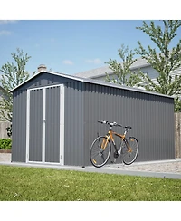 Mondawe 8 x 12 Feet Outdoor Storage Shed, Aluminium Frame and Lockable Doors