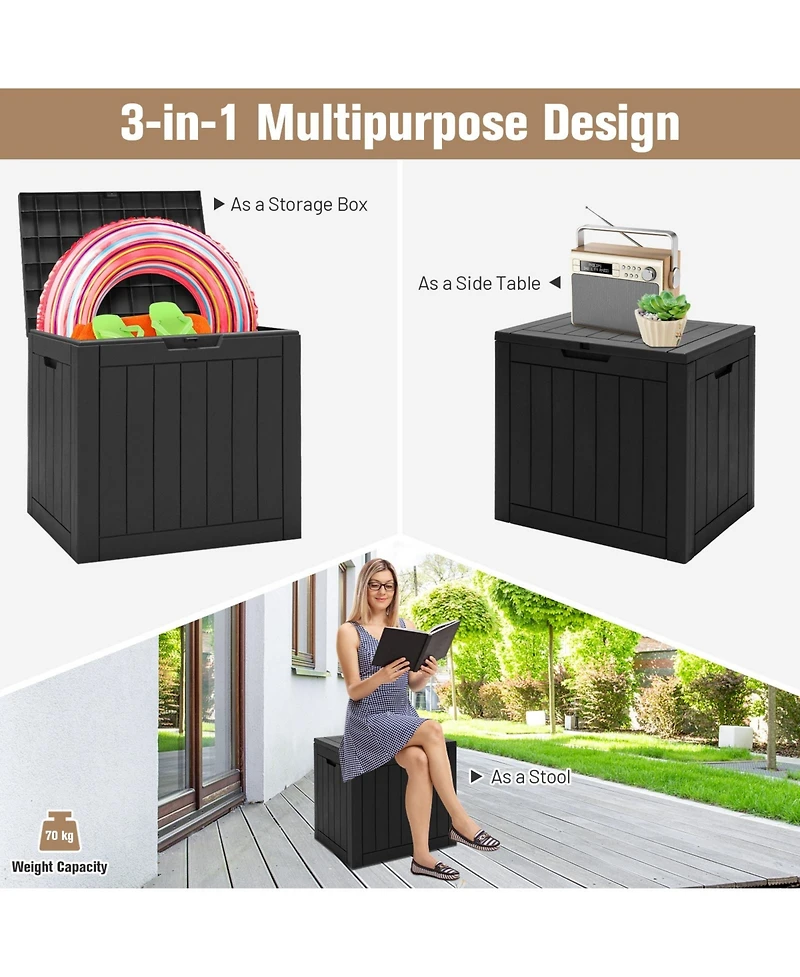 Mecale 30-Gallon Deck Box with Lockable Lid, Woodgrain Patio Storage Seat