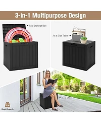 Mecale 30-Gallon Deck Box with Lockable Lid, Woodgrain Patio Storage Seat