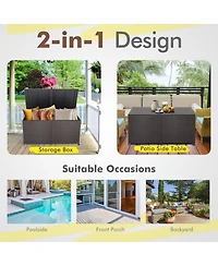 Mecale 175-Gallon Wicker Deck Box on Wheels with Zippered Liner