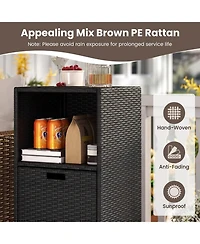 Mecale Outdoor Wicker Storage Tower, 43.5 Tall, with Removable Drawer