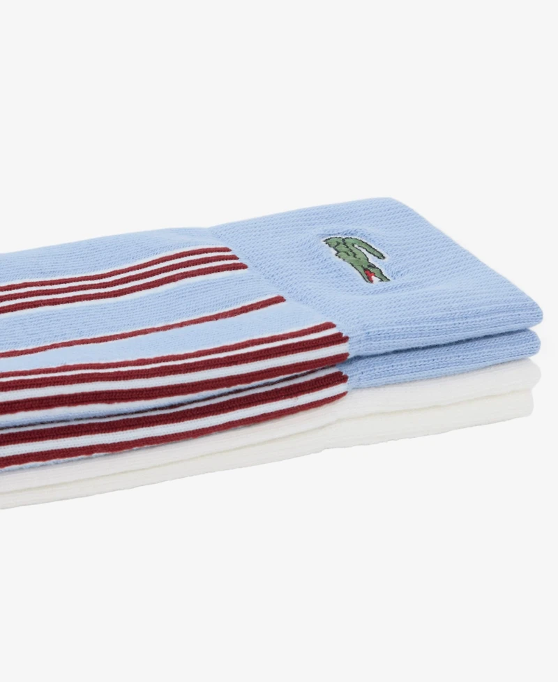 Lacoste Men's Ribbed Solid and Stripe Crew Socks, 2-Pack