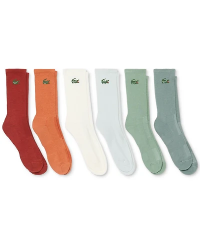 Lacoste Men's Ribbed Cotton-Blend Crew Socks, 6-Pack