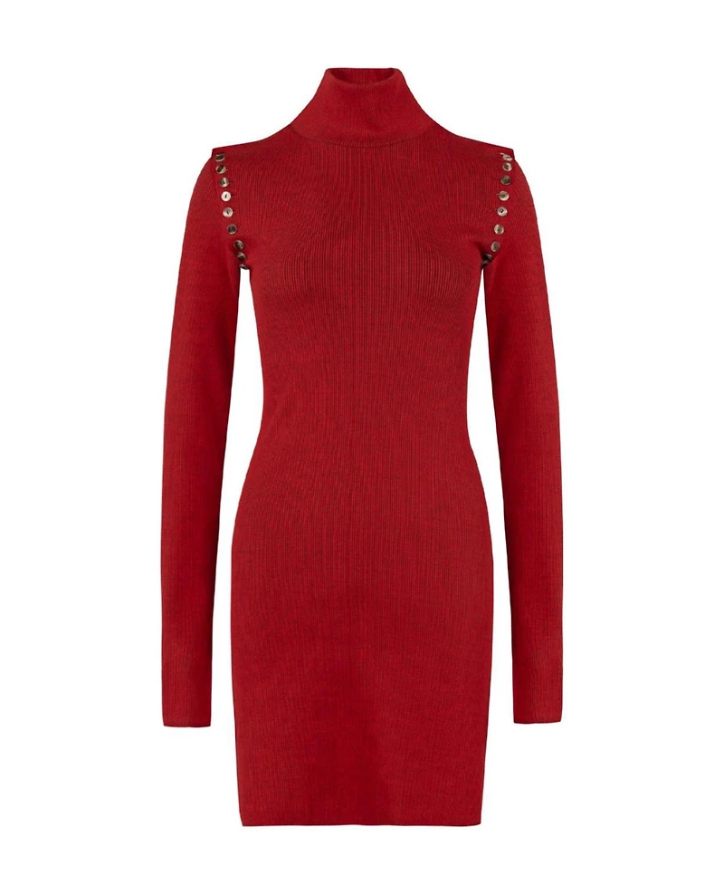 Pcfg Women's Two-Tone Ribbed Long-Sleeve Dress