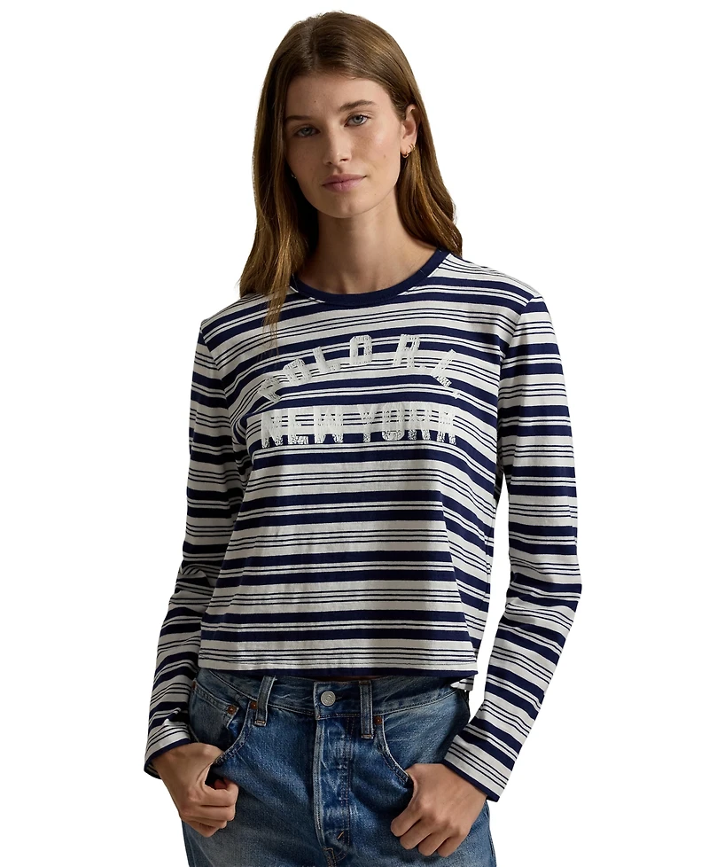 Polo Ralph Lauren Women's Striped Crewneck Long-Sleeve T-Shirt