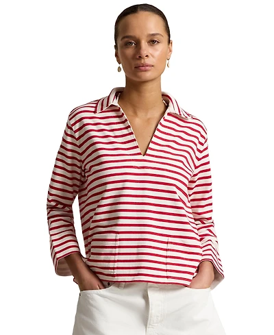 Polo Ralph Lauren Women's Striped Split-Placket Mariner Pull-On T-Shirt