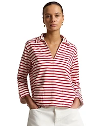 Polo Ralph Lauren Women's Striped Split-Placket Mariner Pull-On T-Shirt