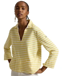 Polo Ralph Lauren Women's Striped Split-Placket Mariner Pull-On T-Shirt