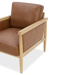 Camelle Tapered Wood Legs Leather Accent Chair, Macy's Exclusive