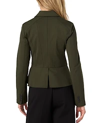 Liverpool Los Angeles Petite Peplum Button-Front Super Stretch Knit Ponte Jacket