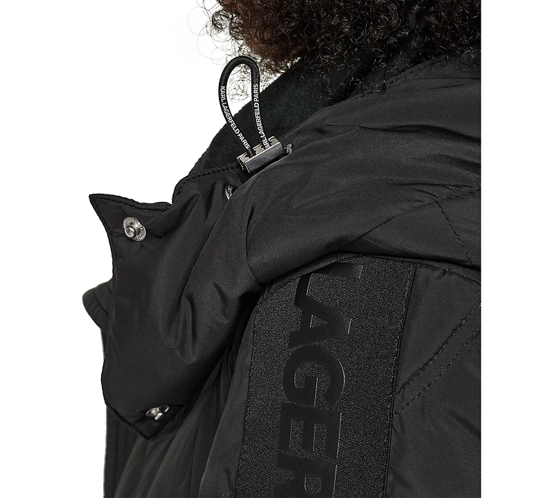Karl Lagerfeld Paris Women's Hooded A-Line Puffer Coat