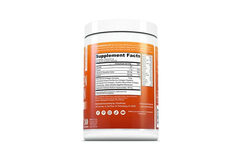 Vitauthority Multi Collagen Protein Powder, Collagen for Healthy Hair, Glowing Skin, Strong Nails and Joint Health, Pumpkin Spice Flavor, 30 Servings