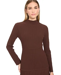 Donna Morgan Women's Mock Neck Long-Sleeve Pleated Mini Dress