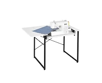 Yobtop Generic for Sewing Table - Multipurpose Sewing Machine Table with Foldable Side Shelf, Adjustable Shelf, Steel Legs, Computer Desk for Home