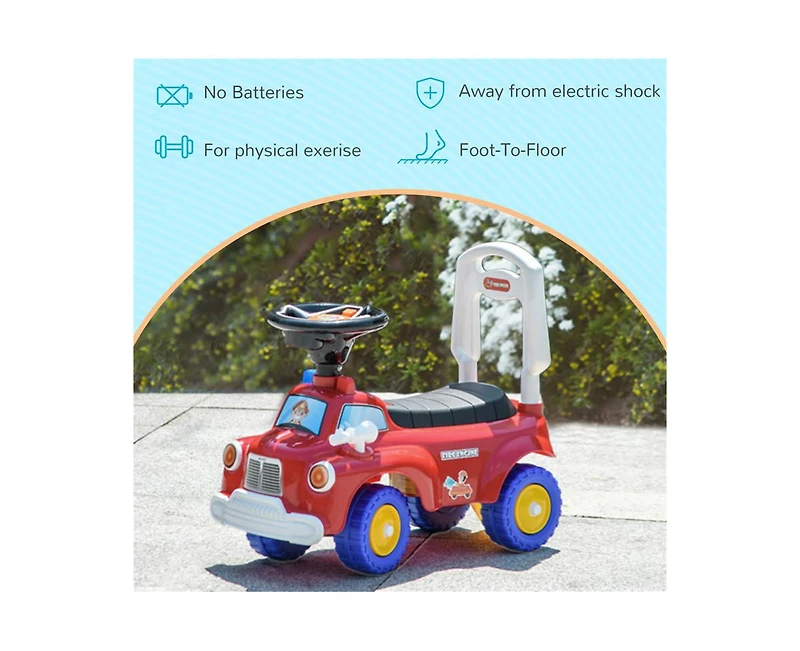 Yobtop Toddler Ride on Toy - Baby Ride on Fire Truck, Music, Horn, Under Seat Storage, Foot to Floor Car, for Kids 18-36 Months