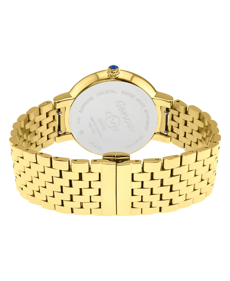 GV2 by Gevril Women's Genoa Swiss Quartz Ip Gold Stainless Steel Bracelet Diamond Watch