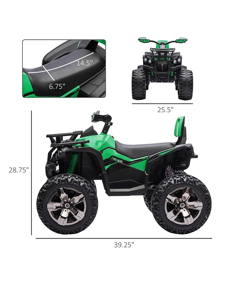Yobtop 4 Wheeler 39.4"L x 25.6"W x 28.7"H Led Headlights, Music, Rechargeable Ride-On Atv, 66 lbs Capacity, Ages 3-7