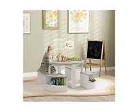 Yobtop Kids Table and Chairs Set - 5 Piece Toddler Set with Storage, Art Craft Drawing, Playroom Classroom Nursery