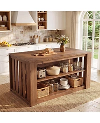 Tribesigns Kitchen Island with Storage, Modern Kitchen Island Table, Large Coffee Bar Table Storage Cabinet