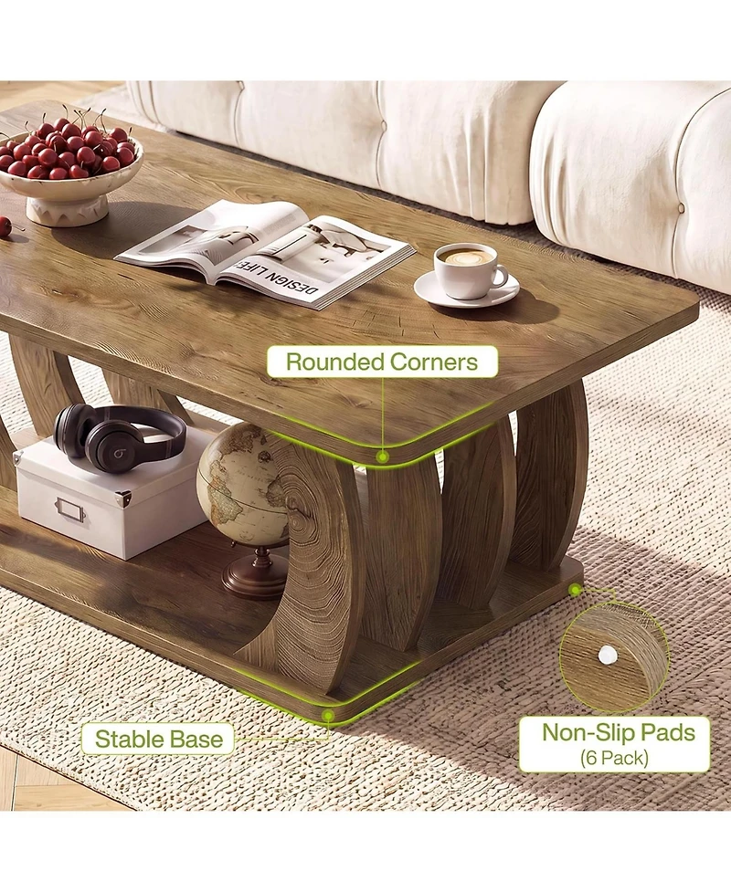 Tribesigns Rustic End Table,Wooden Side Table with Sturdy Base, Farmhouse Narrow Nightstand with Storage Shelf