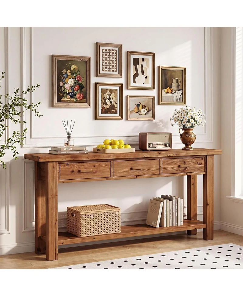 Tribesigns Extra Long Console Table with Storage, Narrow Wooden Sofa Table
